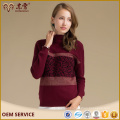 Semi-Usado Polo Roll Neck Striped Women Cashmere Sweater Para Oem E Odm